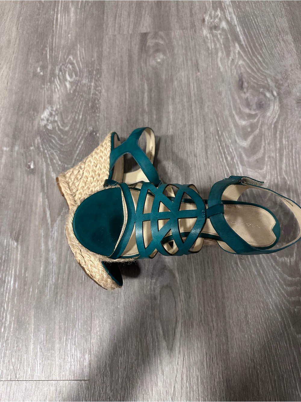 Via Spiga Teal Strappy Espadrille Wedge Sandals - Picture 2 of 5